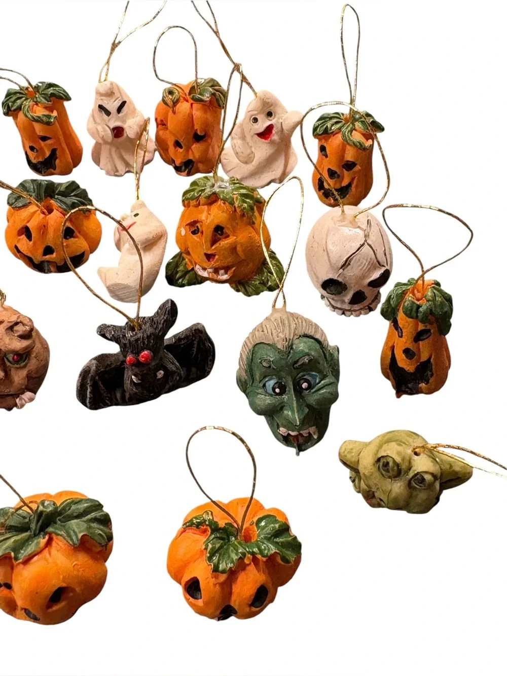 Halloween Vintage 40+ Miniature Ornaments Pumpkins Ghosts Monsters Witches Bats